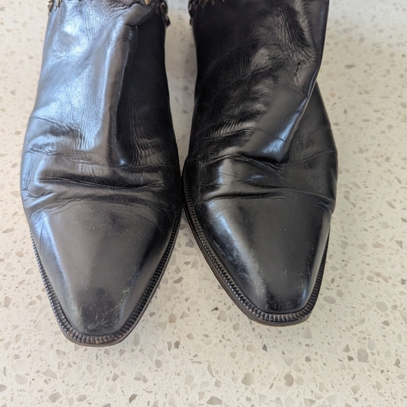 Black Leather Studded Women's Boots Stuart Weitzman Size 9.5 - Picture 4 of 9